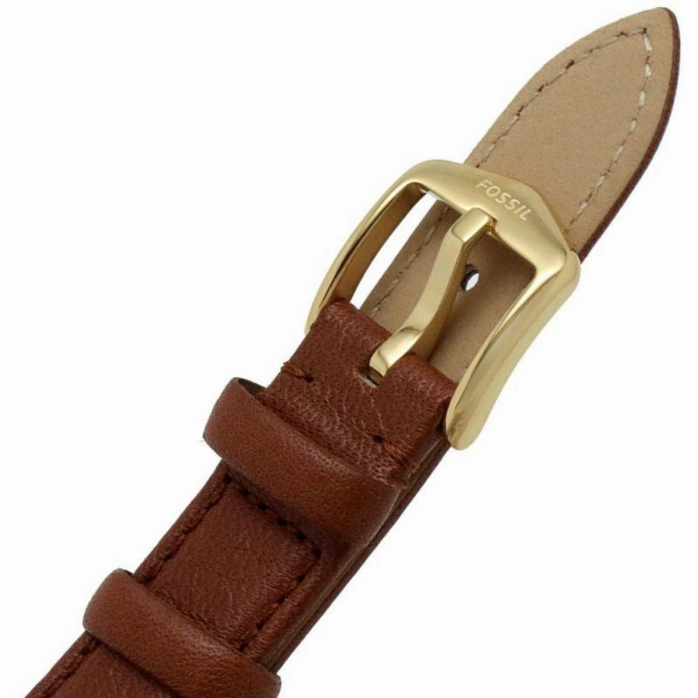 Fossil Silver Dial Brown Leather Strap Women Watch ES5184P