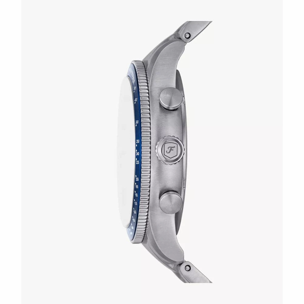Fossil Sport Tourer Chronograph Blue Dial Silver Stainless Steel Strap Men Watch FS6047