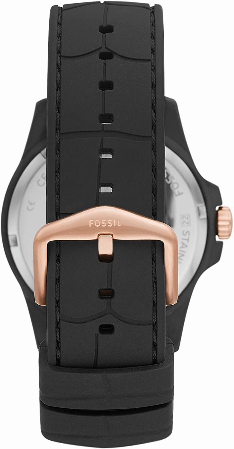 Fossil Three Hand Black Dial Silicone Mens Watch CE5022