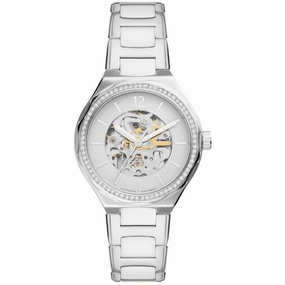 Fossil Women's Watch - Eevie White Dial Silver Stainless Steel Bracelet | BQ3788