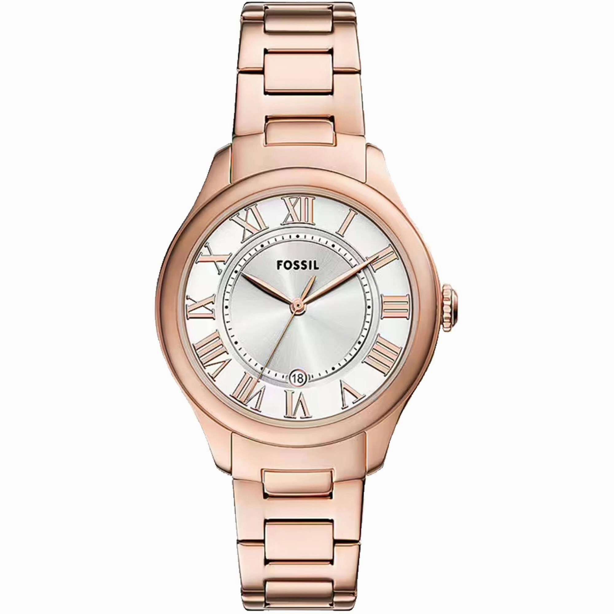 Fossil Women's Watch - Gilmore Quartz Silver Dial Rose Gold Steel Bracelet | ES5394