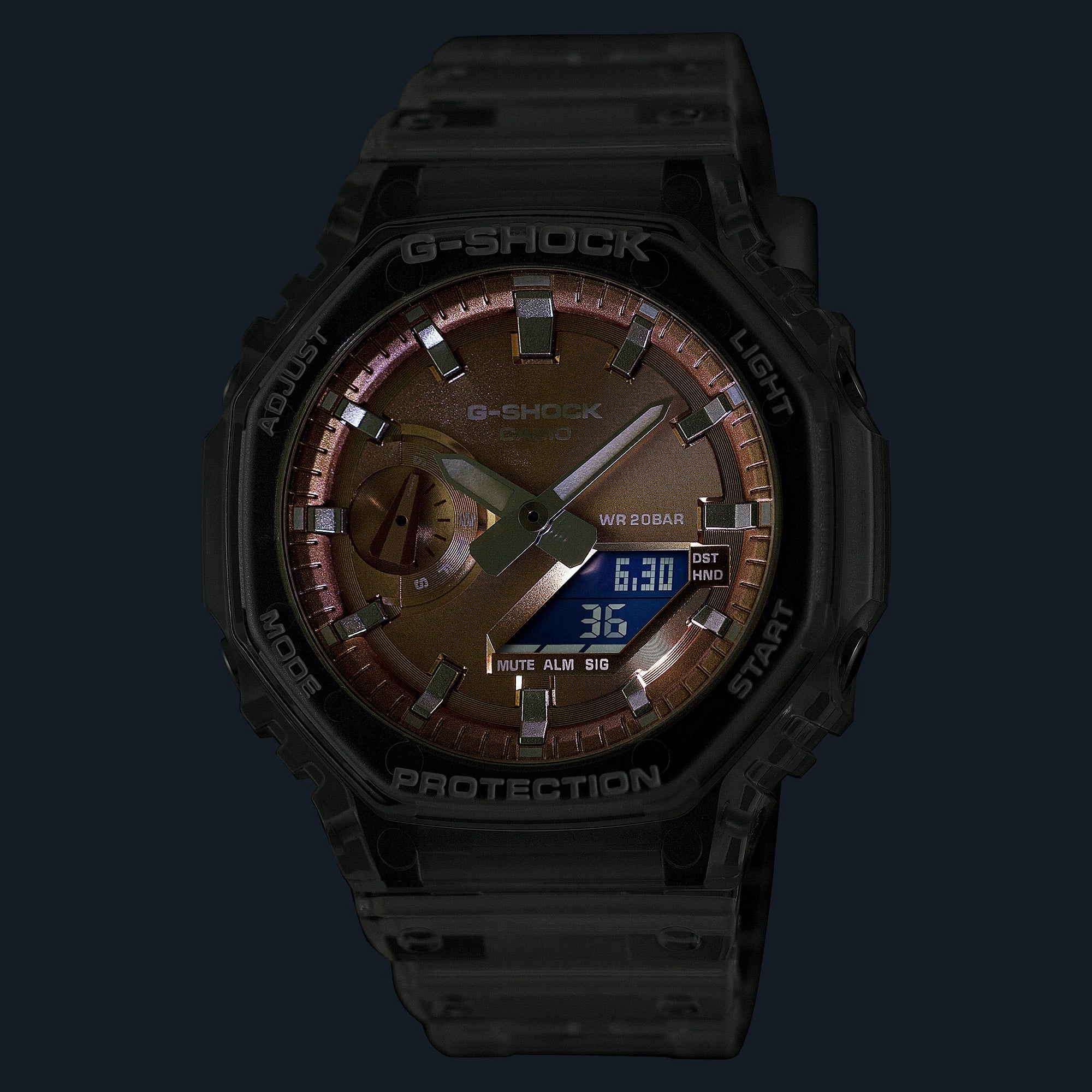 G-Shock Analog Digital 2100 Series Transparent Resin Band Watch GA2100BM-7A5