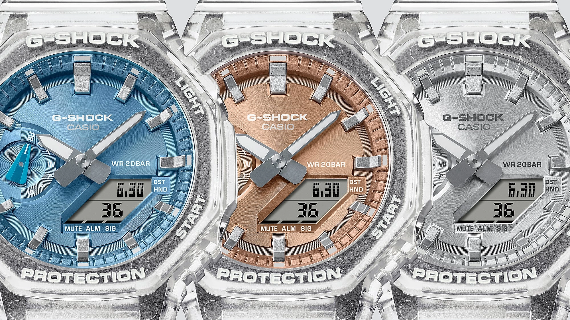 G-Shock Analog Digital Blue Dial Transparent Resin Band GA2100BM-7A2