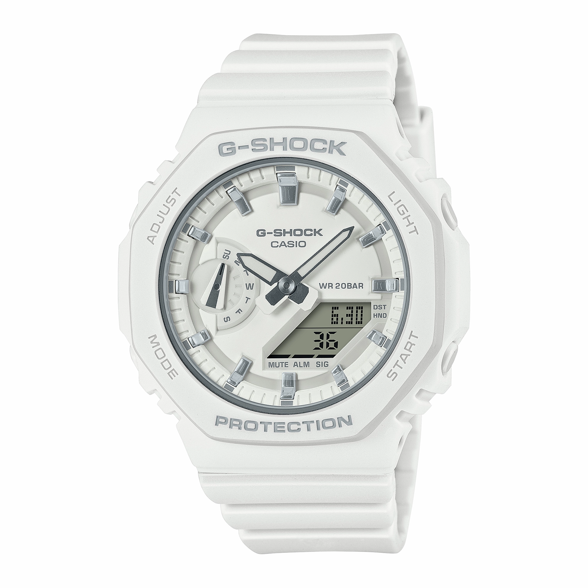 G-Shock Analog Digital DUO 2100 Mid Size White Resin Band Watch GMAS2100-7A