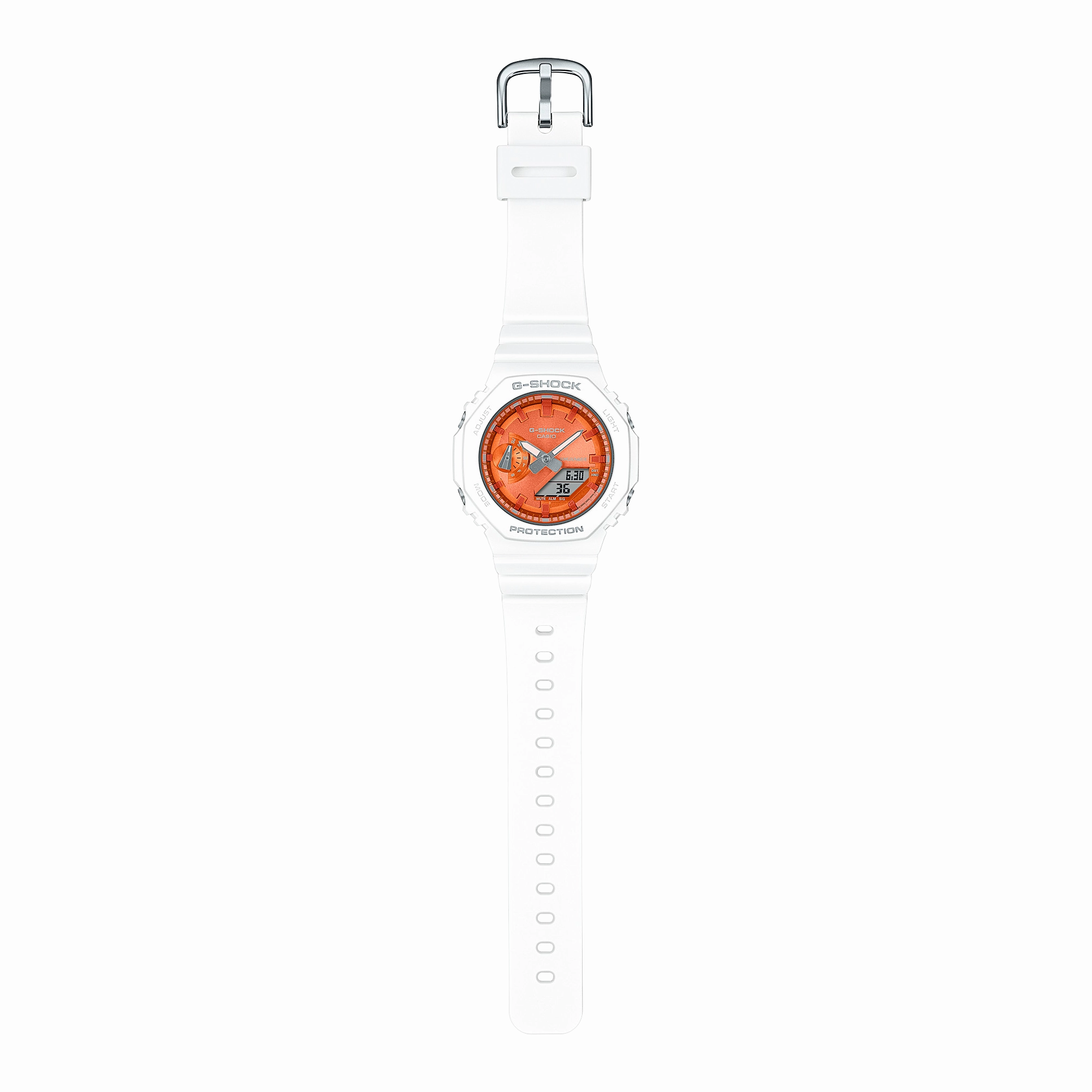 G-Shock Analog-Digital Orange Dial White Resin Band Watch GMAS2100WS-7A