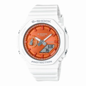 G-Shock Analog-Digital Orange Dial White Resin Band Watch GMAS2100WS-7A