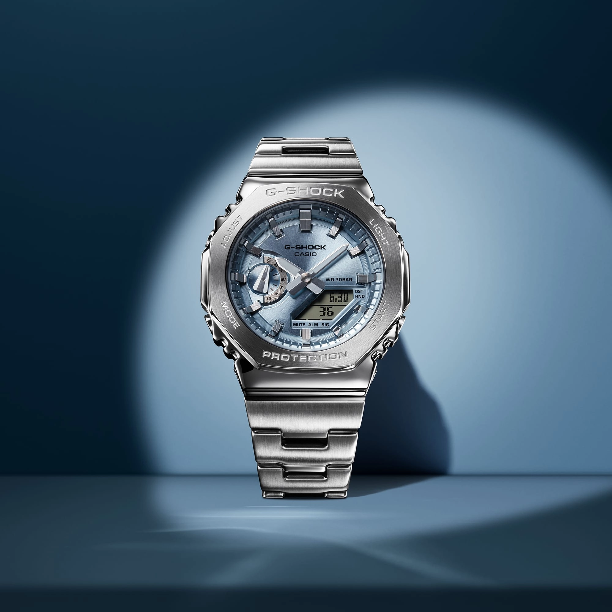 G-Shock G-Steel 2100 Series Blue Dial Stainless Steel Watch GM2110D-2A