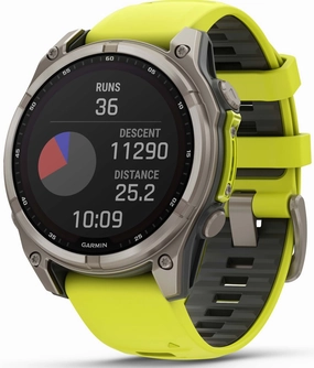 Garmin Fenix 8 47mm Sapphire Solar Titanium Amp Yellow Graphite Silicone Watch