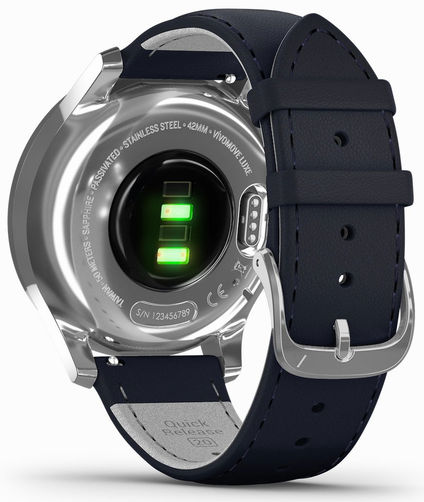 Garmin Vivomove Luxe Steel Case Navy Leather D
