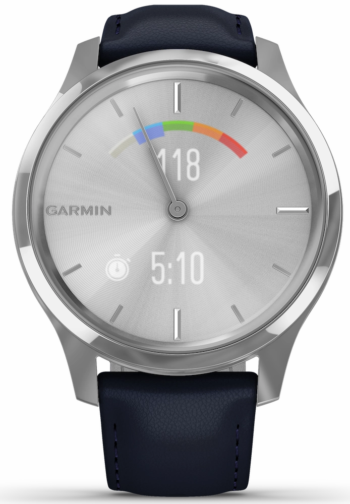 Garmin Vivomove Luxe Steel Case Navy Leather D