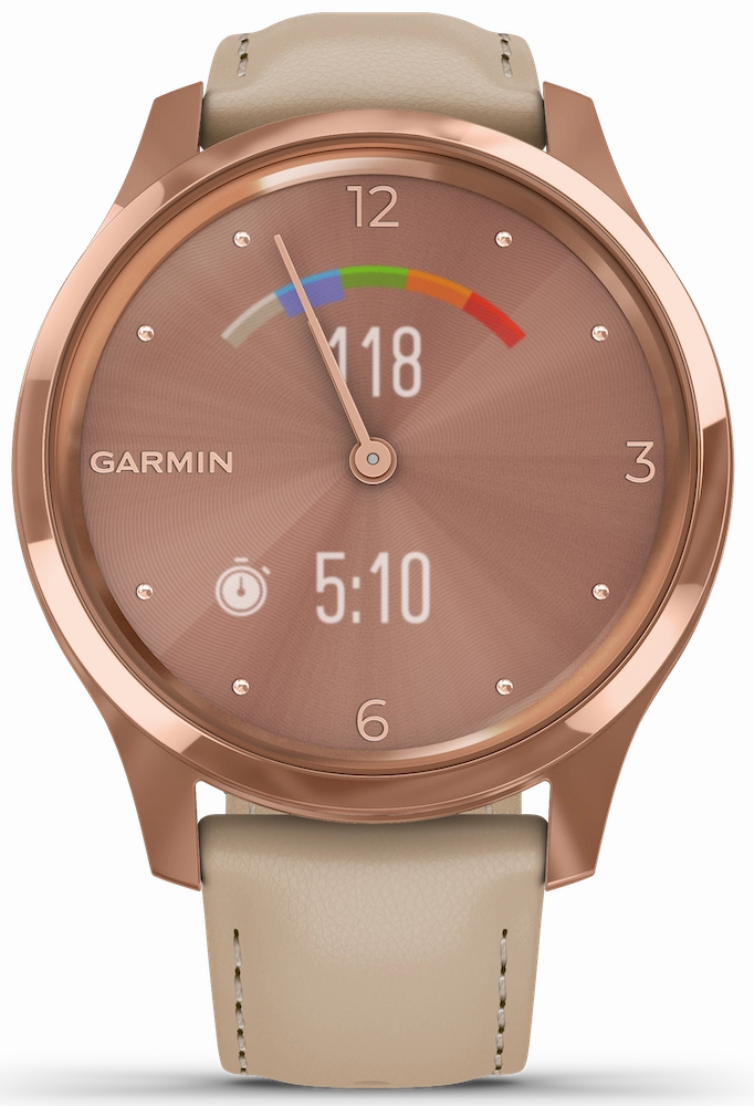 Garmin Watch Vivomove Luxe Rose Gold PVD Sand Leather