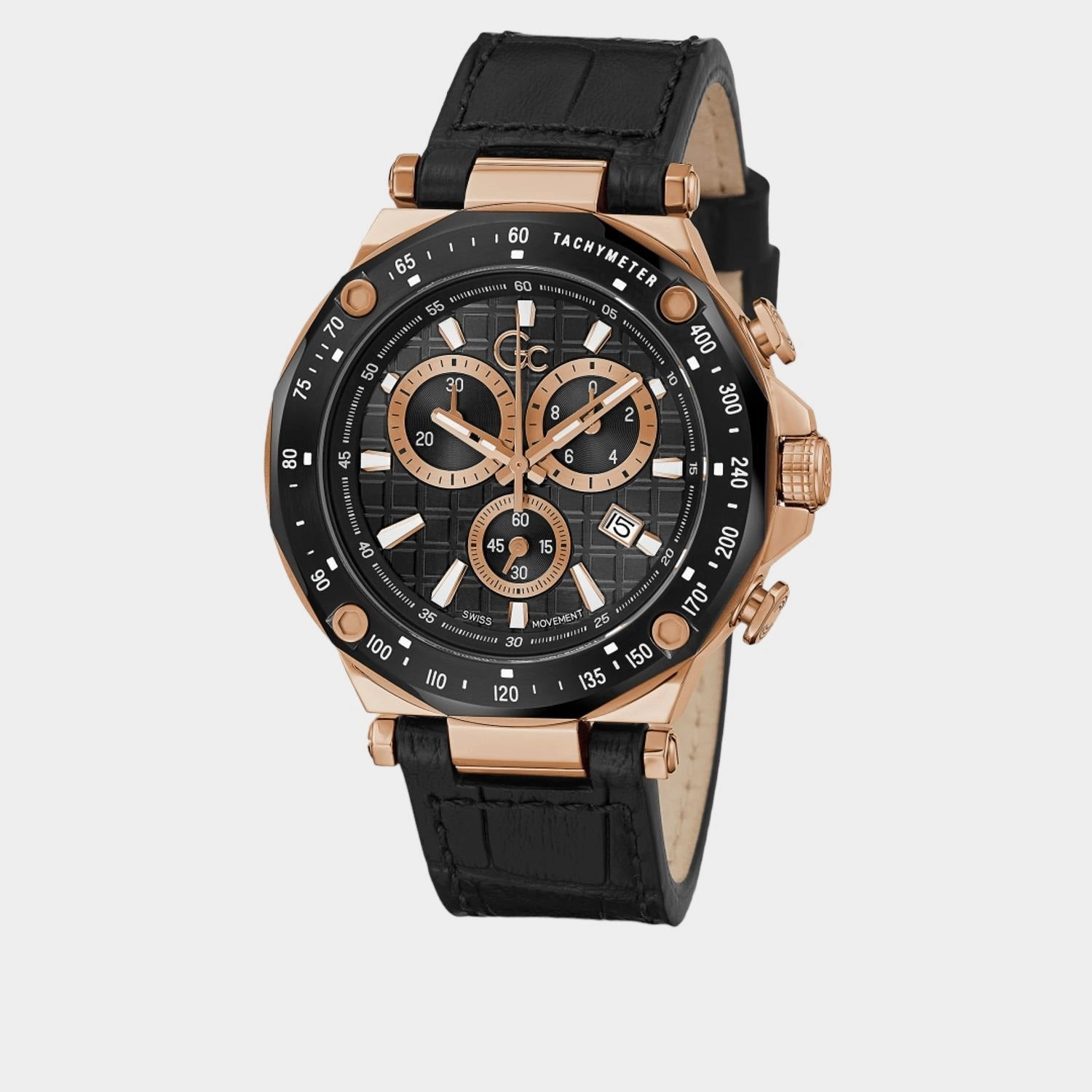 Gc Spirit Sport Men's Black Chronograph Leather Watch Y81004G2MF