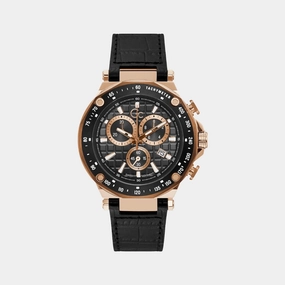 Gc Spirit Sport Men's Black Chronograph Leather Watch Y81004G2MF