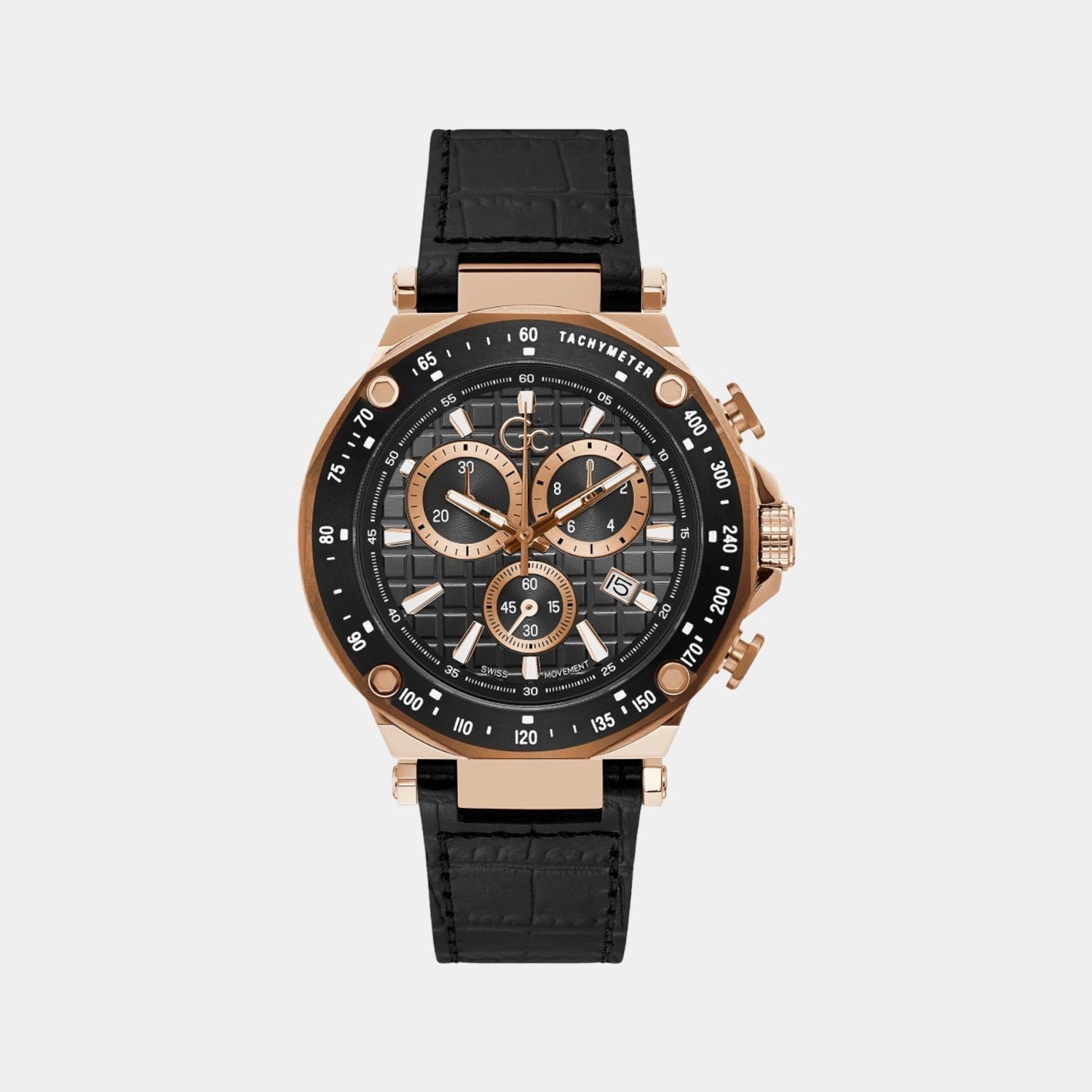 Gc Spirit Sport Men's Black Chronograph Leather Watch Y81004G2MF