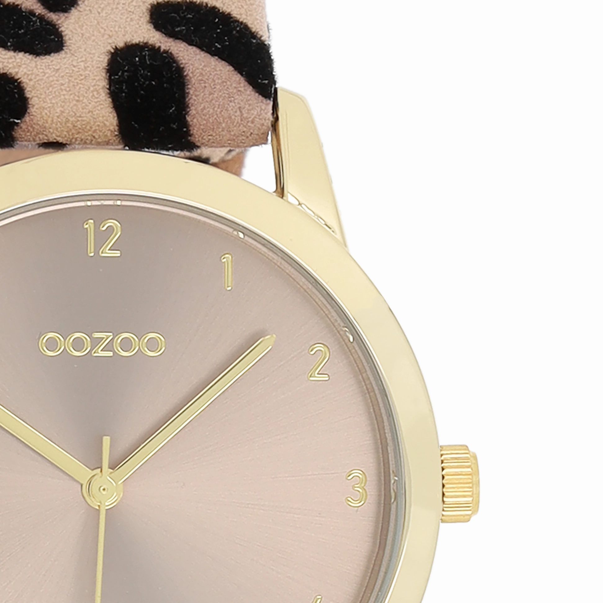 Gold coloured OOZOO watch with brown leather strap - C11372