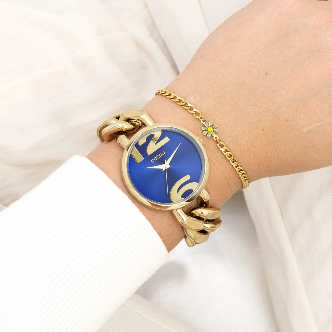 Gold coloured OOZOO watch with chunky chain bracelet - C11351