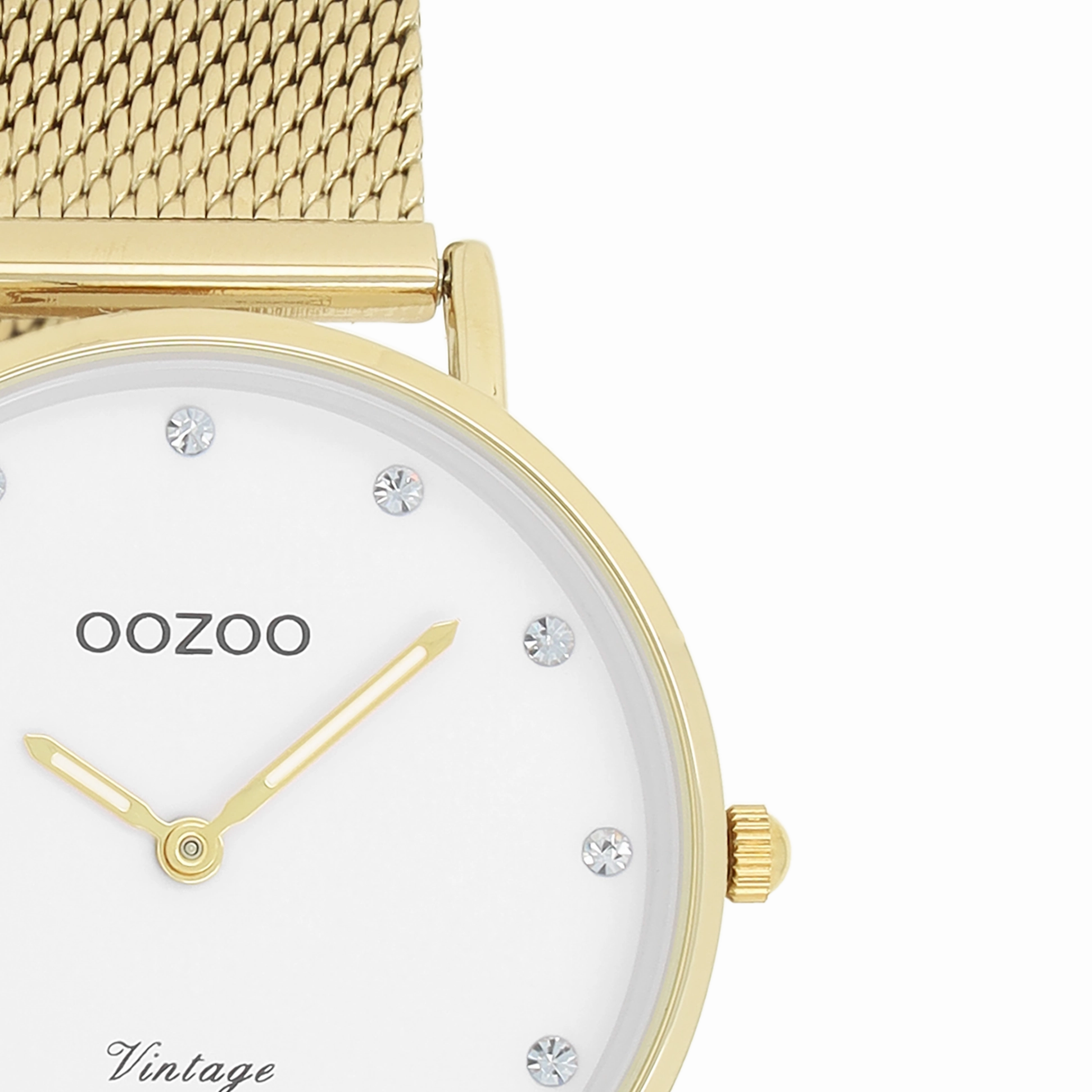 Gold coloured OOZOO watch with metal mesh bracelet - C20241