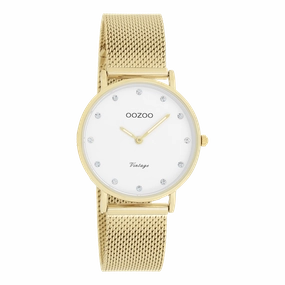 Gold coloured OOZOO watch with metal mesh bracelet - C20241