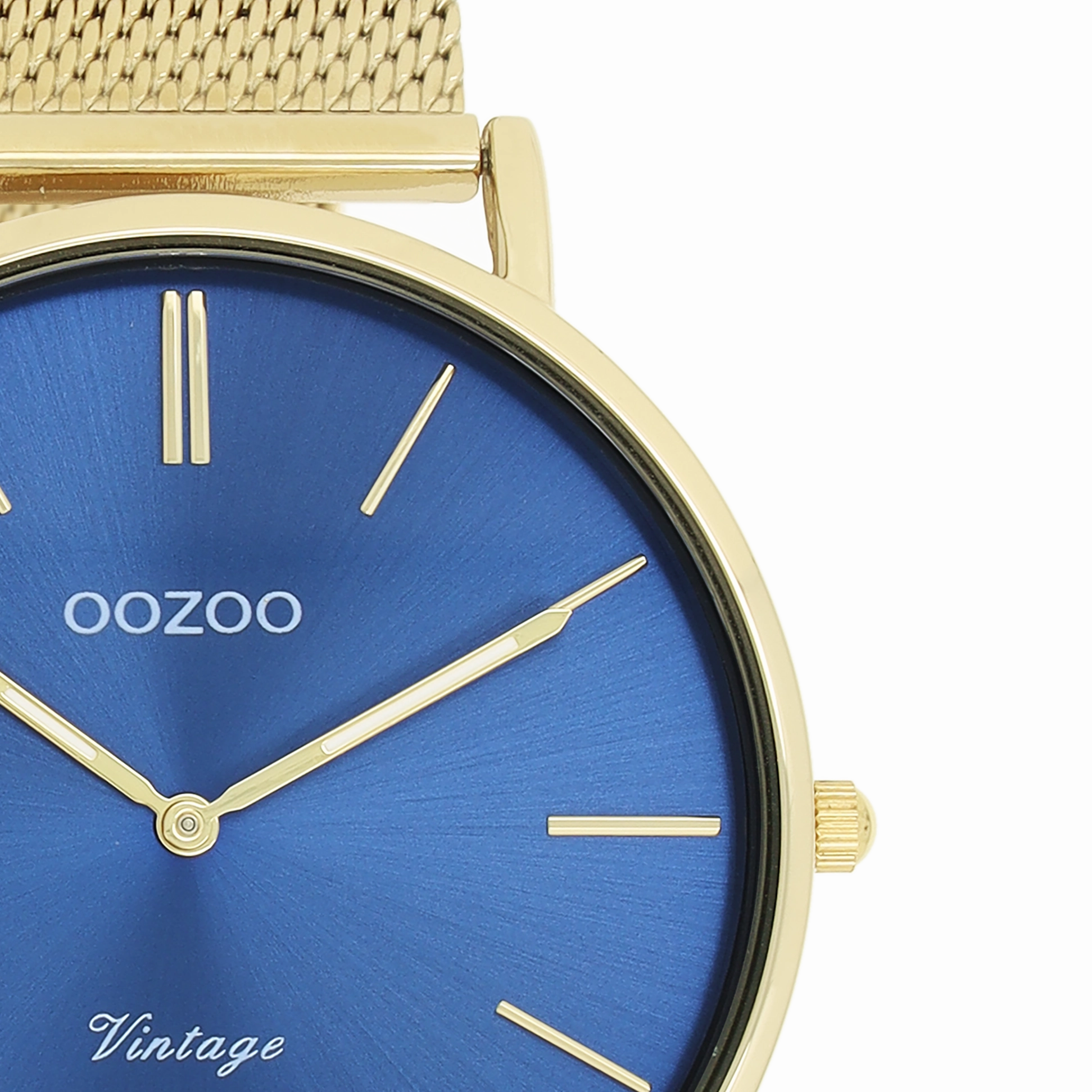 Gold coloured OOZOO watch with metal mesh bracelet - C20290