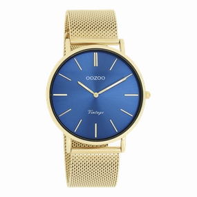Gold coloured OOZOO watch with metal mesh bracelet - C20290