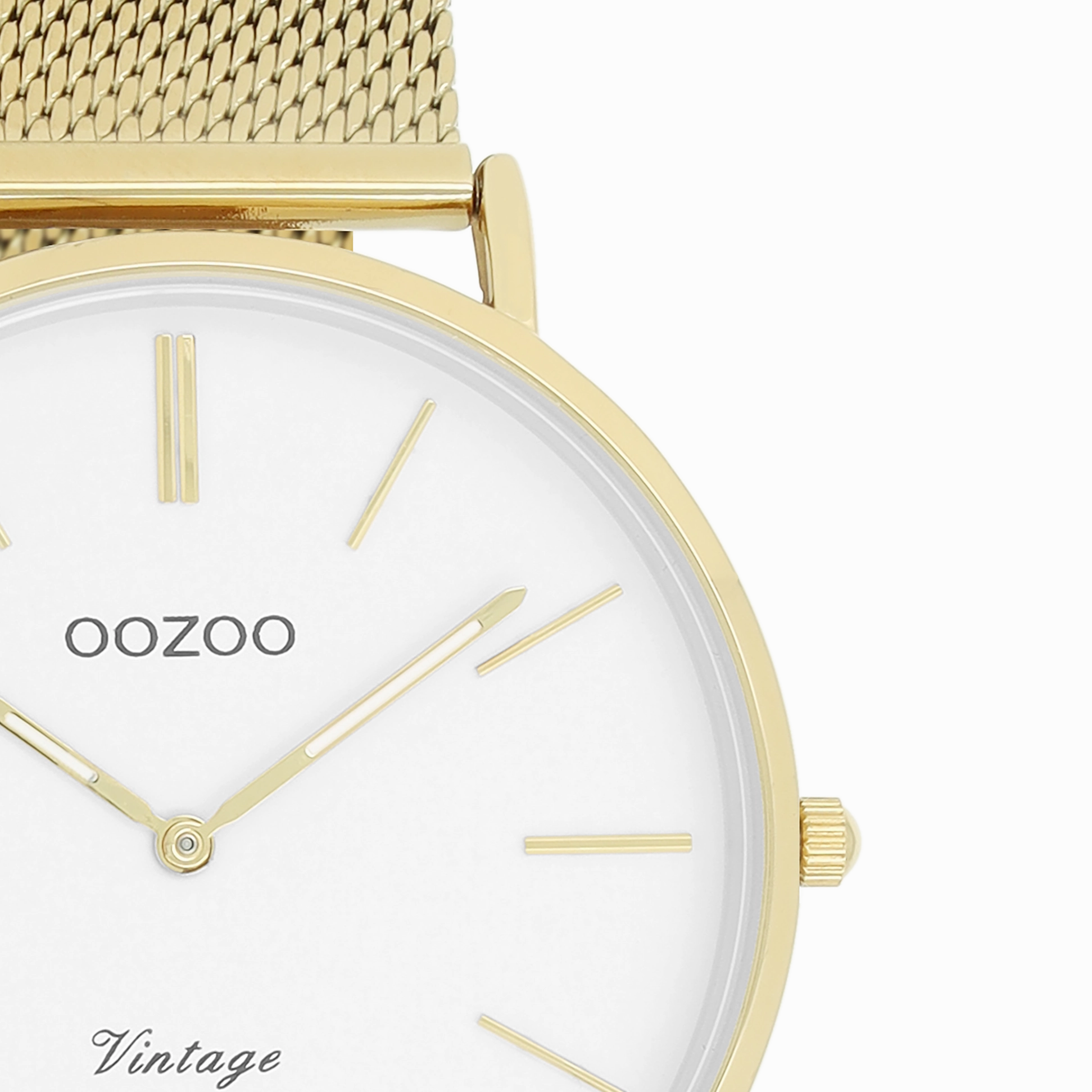 Gold coloured OOZOO watch with metal mesh bracelet - C9909