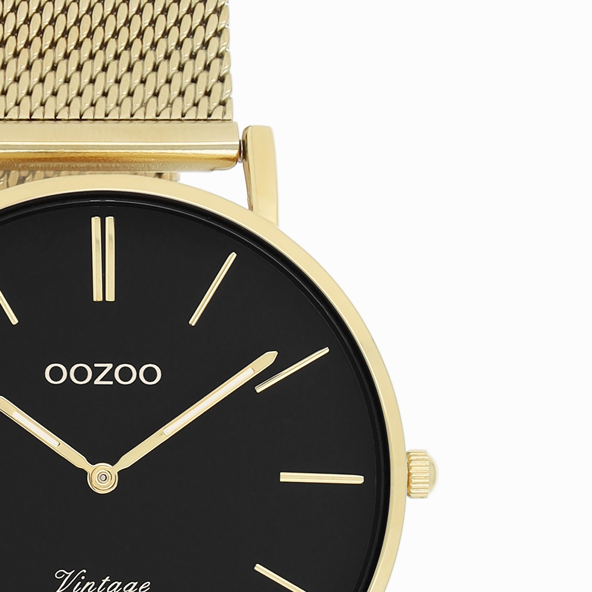 Gold coloured OOZOO watch with metal mesh bracelet - C9914