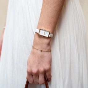 Gold coloured OOZOO watch with white leather strap - C11530