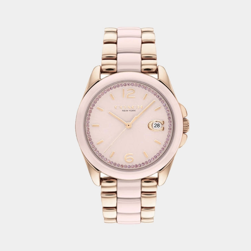 Greyson Women Pink Dial Analog Stainless Steel Watch 14504188