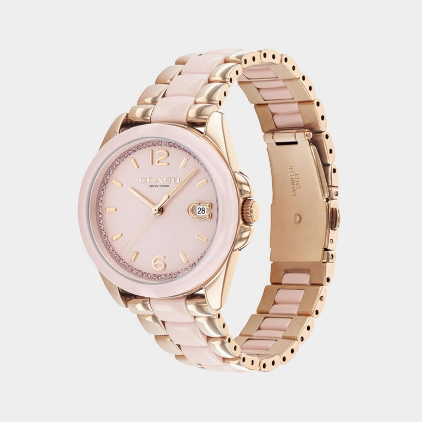 Greyson Women Pink Dial Analog Stainless Steel Watch 14504188