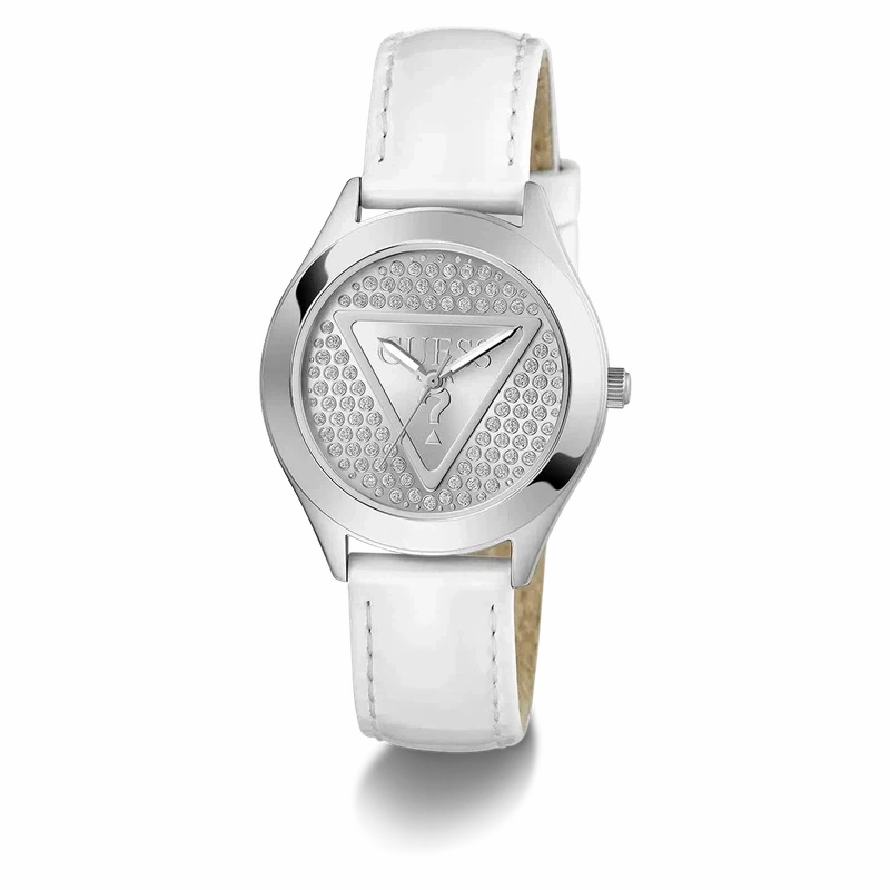 Guess Glitz Plaque Silver Dial Analogue Watch