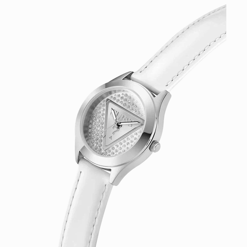 Guess Glitz Plaque Silver Dial Analogue Watch