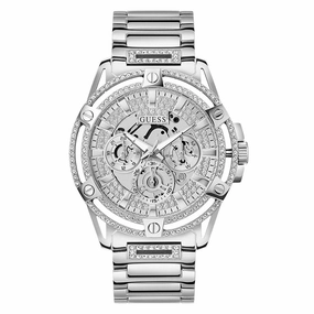 Guess King Silver Tone Multi-Function Gents Watch GW0497G1