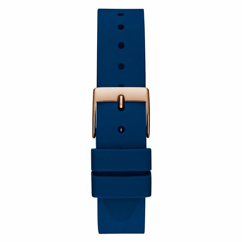 Guess Ladies Blue Rose Gold Tone Analog Watch