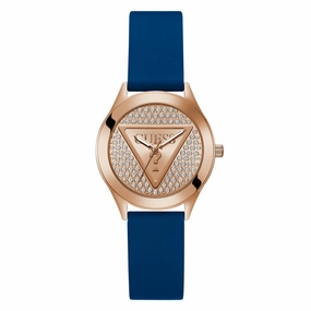 Guess Ladies Blue Rose Gold Tone Analog Watch