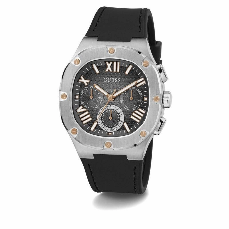 Guess Men's Headline Black and Silver Watch GW0571G1