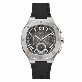 Guess Men's Headline Black and Silver Watch GW0571G1