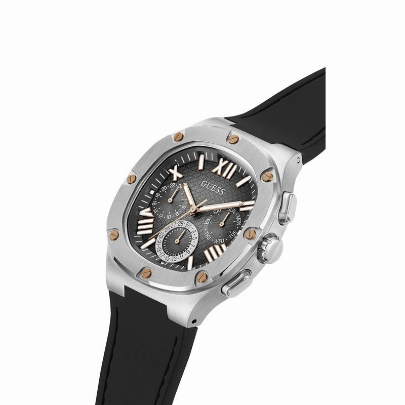 Guess Men's Headline Black and Silver Watch GW0571G1