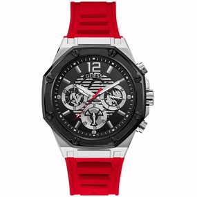 Guess Men's Watch - Momentum Quartz Black Dial Red Silicone Rubber Strap | GW0263G3