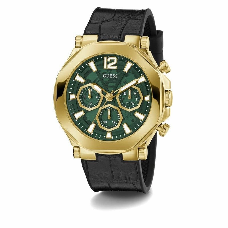 GUESS Mens Black Gold Tone Multi-function Watch GW0492G3