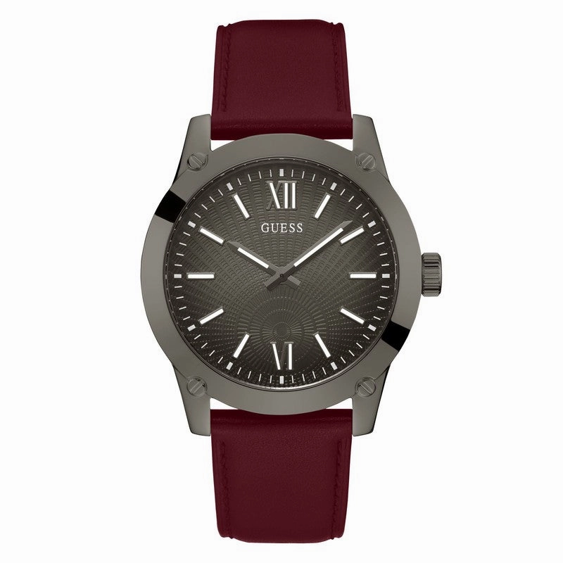 GUESS Mens Burgundy Gunmetal Analog Watch GW0628G4