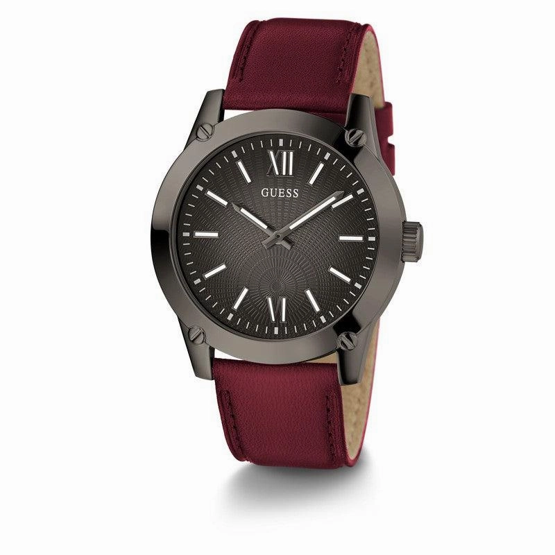 GUESS Mens Burgundy Gunmetal Analog Watch GW0628G4