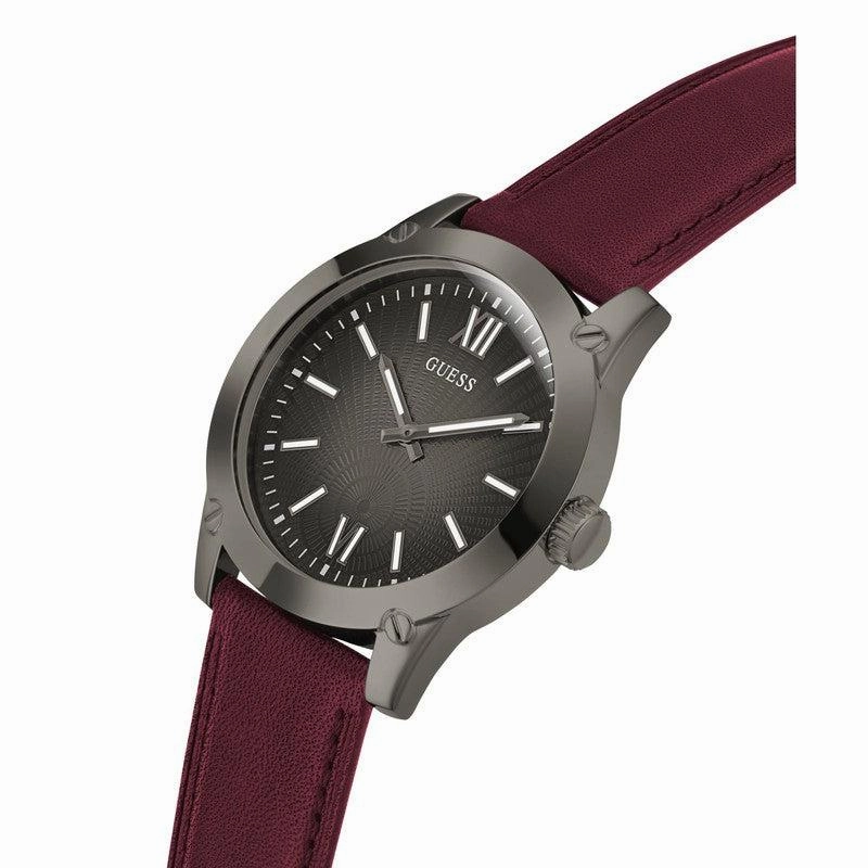GUESS Mens Burgundy Gunmetal Analog Watch GW0628G4