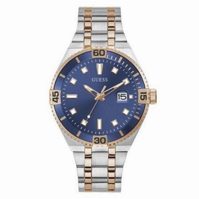 Guess Premier Silver & Rose Gold Date Gents Watch GW0330G3