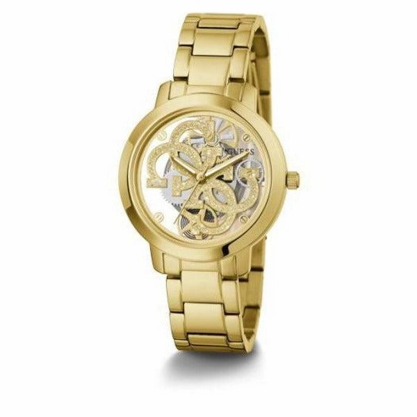 Guess Quattro Clear Gold Tone Analog Ladies Watch GW0300L2