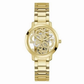 Guess Quattro Clear Gold Tone Analog Ladies Watch GW0300L2