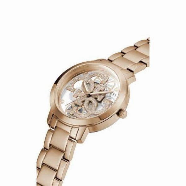 Guess Quattro Clear Rose Gold Tone Analog Ladies Watch GW0300L3