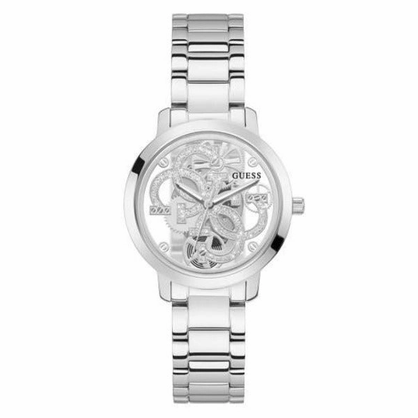 Guess Quattro Clear Silver Tone Analog Ladies Watch GW0300L1