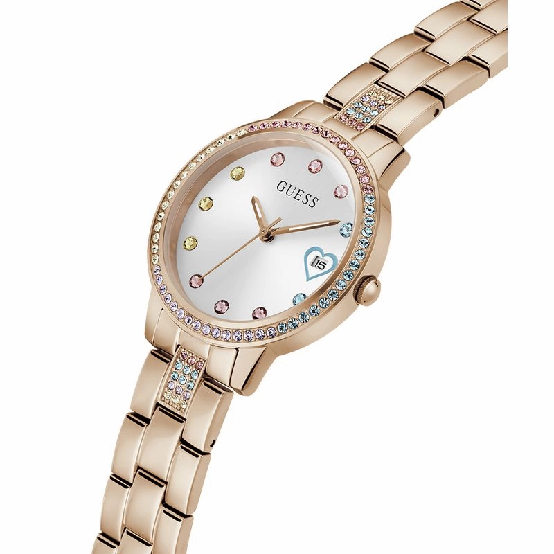 Guess Three Of Hearts White Dial Analog Watch