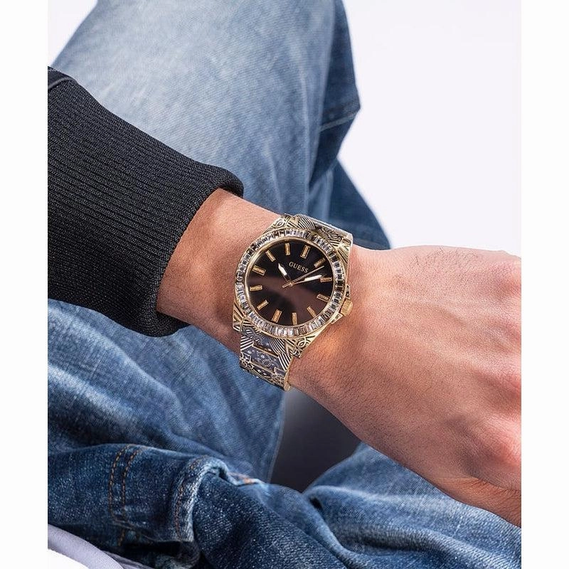 Guess Throne Gold Tone Analog Gents Watch GW0496G2