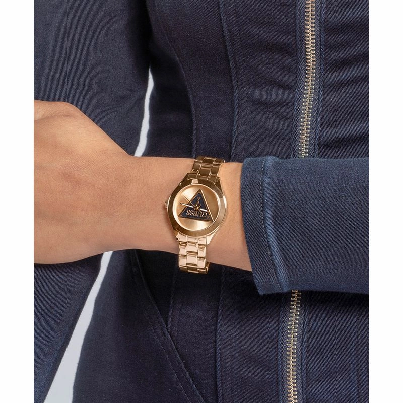 Guess Tri Plaque Rose Gold Dial Analog Watch